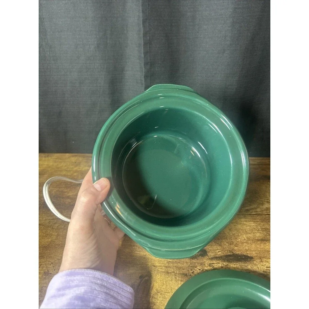 Rival Crock-Ette White & Green Stoneware Slow Cooker with Grape Vine Design
